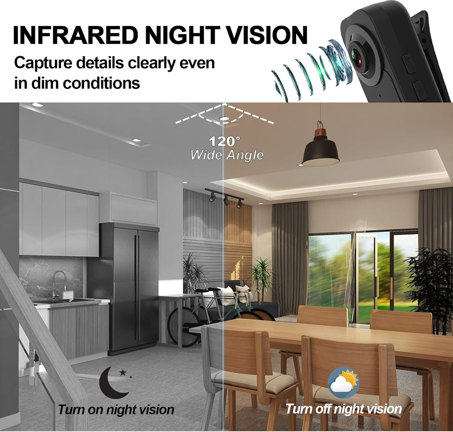Ahheyie 1080P 64GB 4-6 Body Camera with Memory Card, Night Vision Camcorder HR Battery Life Wearable BodyCam