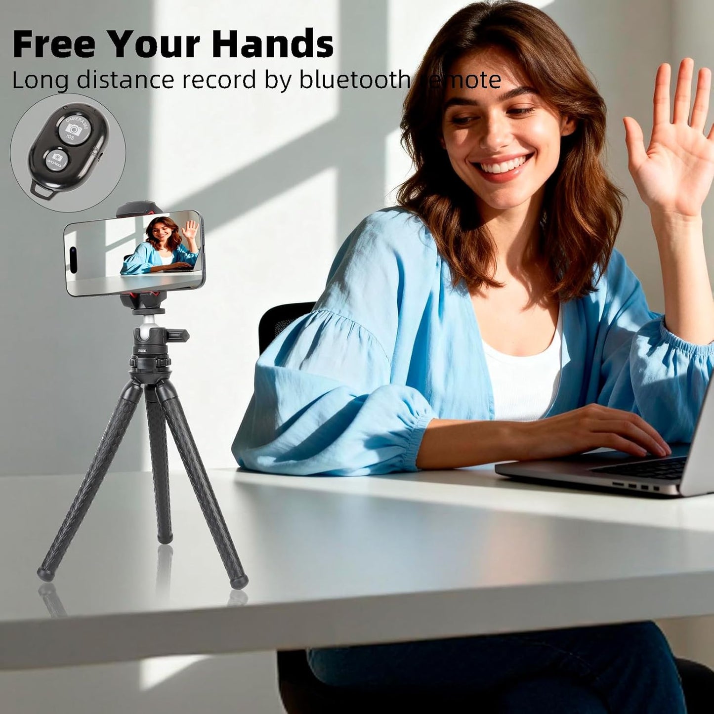 ZUZUXI 4.7-13" 360 12.9/Air/Mini Mini Flexible Tripod Stand for iPad/iPhone Tablets, Portable Desktop Phone Holder