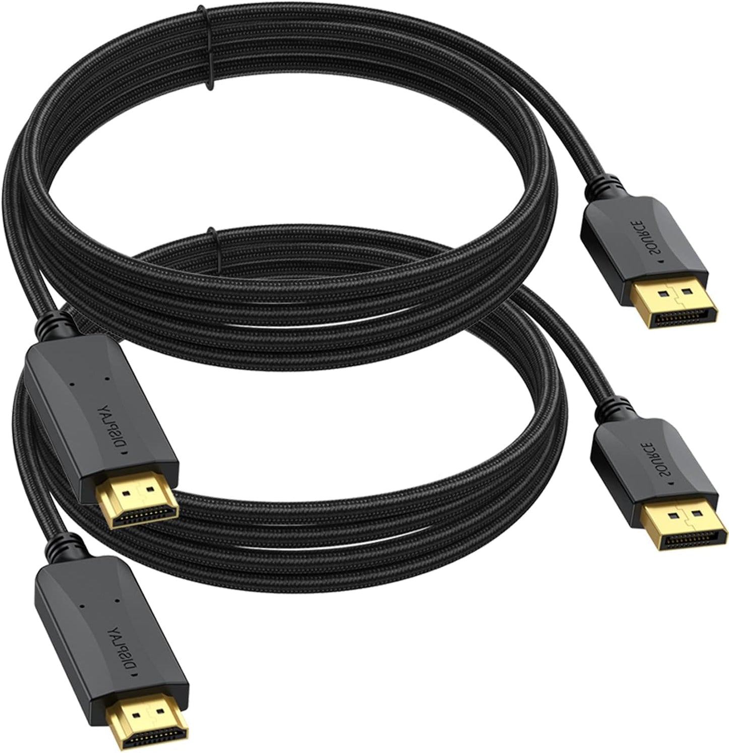10 2-Pack, 4K Male(3840*2160,1920*1080) DisplayPort to HDMI Cable feet Display Port DP to HDMI HDTV Cord Adapter Male