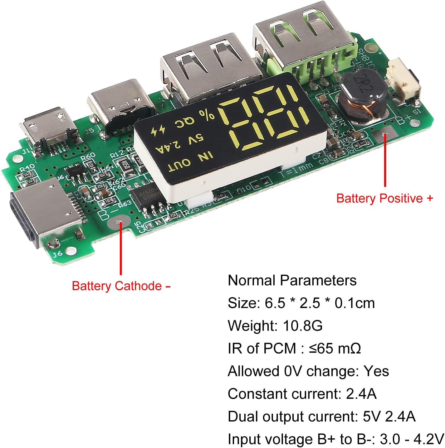 UMLIFE 4pcs 18650 5V 2.4A 186 50 Charging Board Dual USB Mobile Power Bank Module Lithium Battery Charger Board