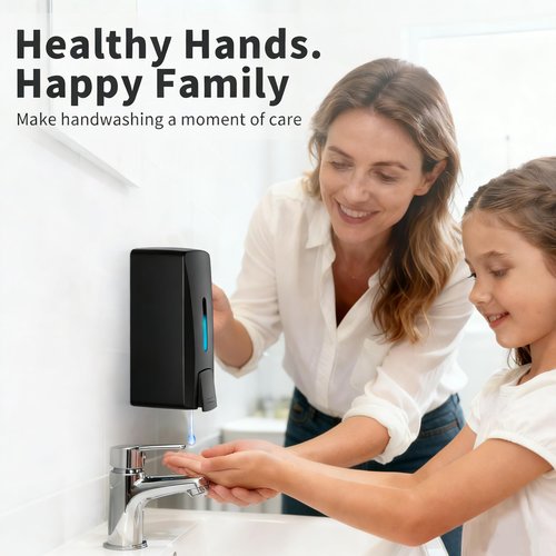 33.8oz Wall Mount Hand Soap Dispenser, Commercial Grade No-Drip Soap Dispenser for Kitchen, Bathroom,Liquid Soap,Hand Sanitizer, Drill or Adhesive Mount, with Visible Window & Funnel, for Hotel