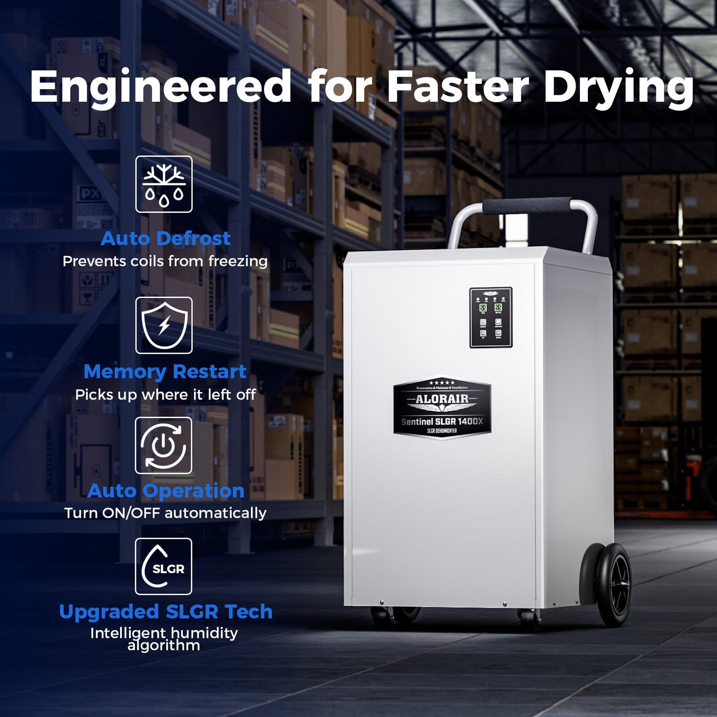 ALORAIR Commercial Dehumidifier 275 Pints with Drain Hose SLGR Tech High Efficient Industrial Dehu for Water Damage Restore, Basement, Warehouse, Home Use, Garage, 6 Years Limited Warranty