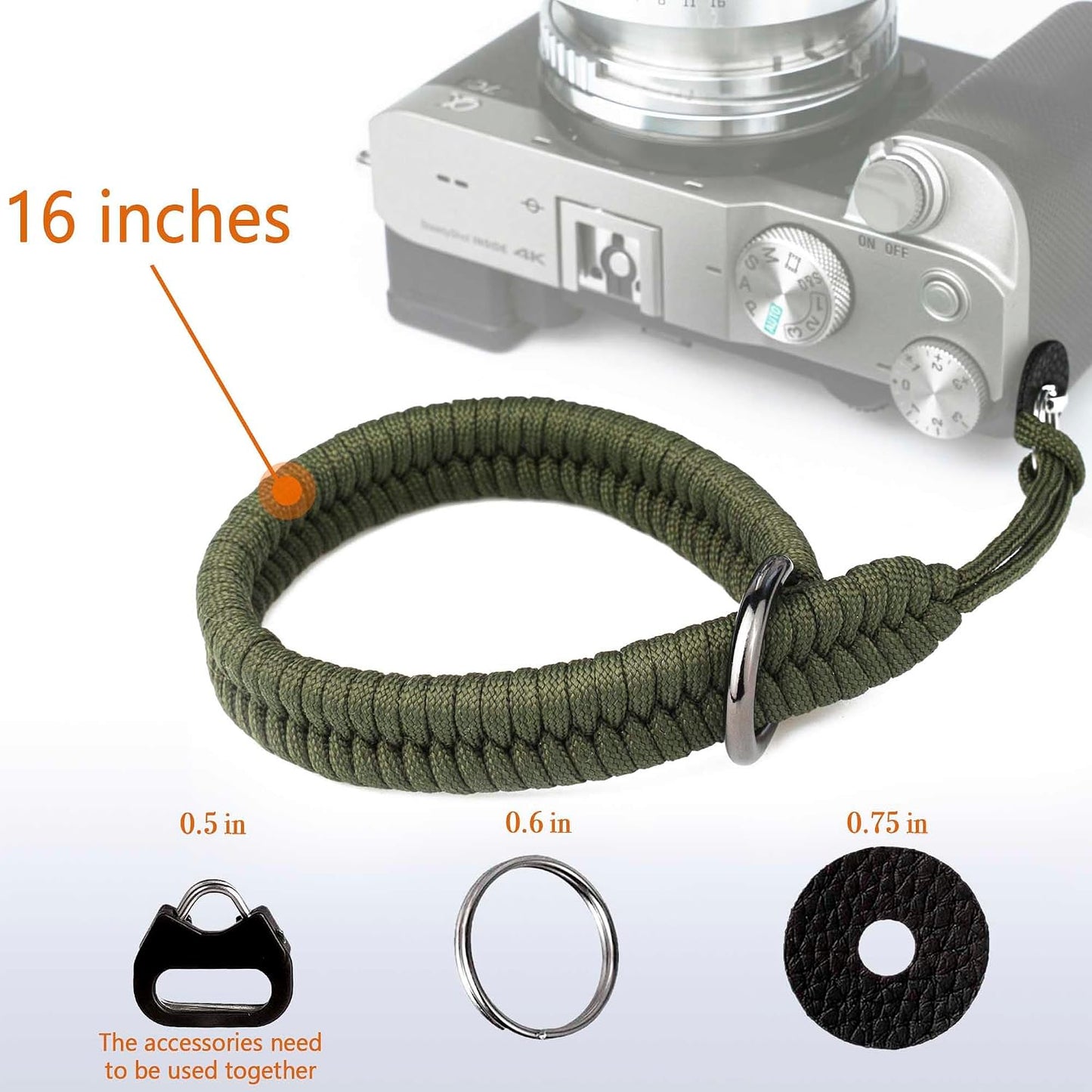 AQAREA Quick Release Wrist Strap for DSLR and Mirrorless Cameras - Green