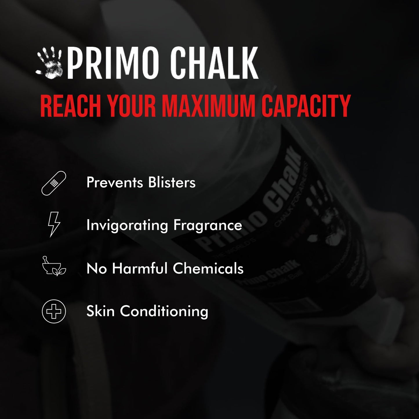 Primo Chalk 3oz. Cotton Pouch Chalk Ball: Loose Chalk for Weightlifting, Rock Climbing, & Gymnastics, Non-Toxic, Made in the USA, Superior Grip