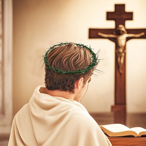 Crown of Thorns Set - 8 Religious Props for Good Friday Decor | Includes Thorn Crown, Nails & Whip