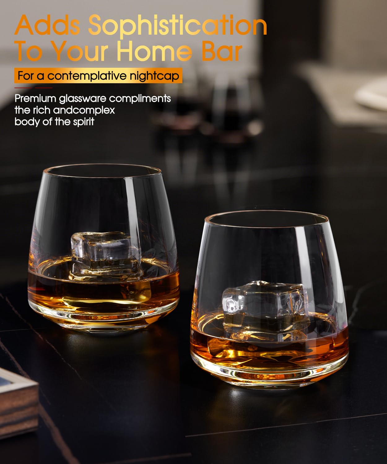 Potdoctor Whiskey Glasses Set of 6, 13.5oz Premium Lead-Free Crystal rocks Glass,Unique Gifts for Men Women, Bourbon Scotch Cocktails Drink Rum Cognac Vodka Liquor