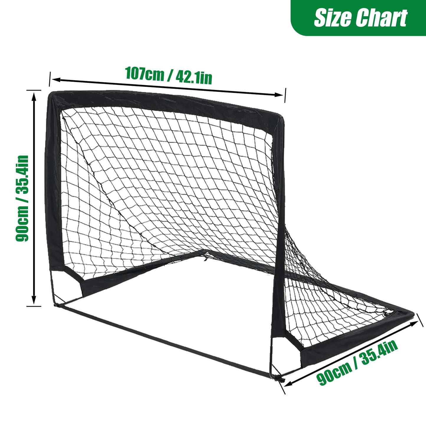 1 Pack 4’ x 3’ Portable Soccer Goals for Backyard, Indoor & Outdoor Pop Up Soccer Goals, Black