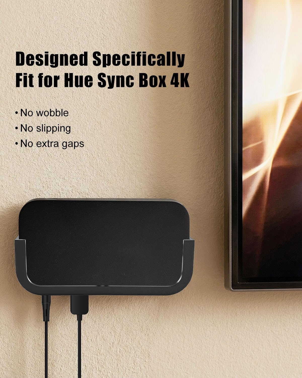JVWKPU 4K, Set, Wall Mount Fit for Philips Hue Play HDMI Sync Box Box Bracket with Screw Space-Saving Wall Mount Holder
