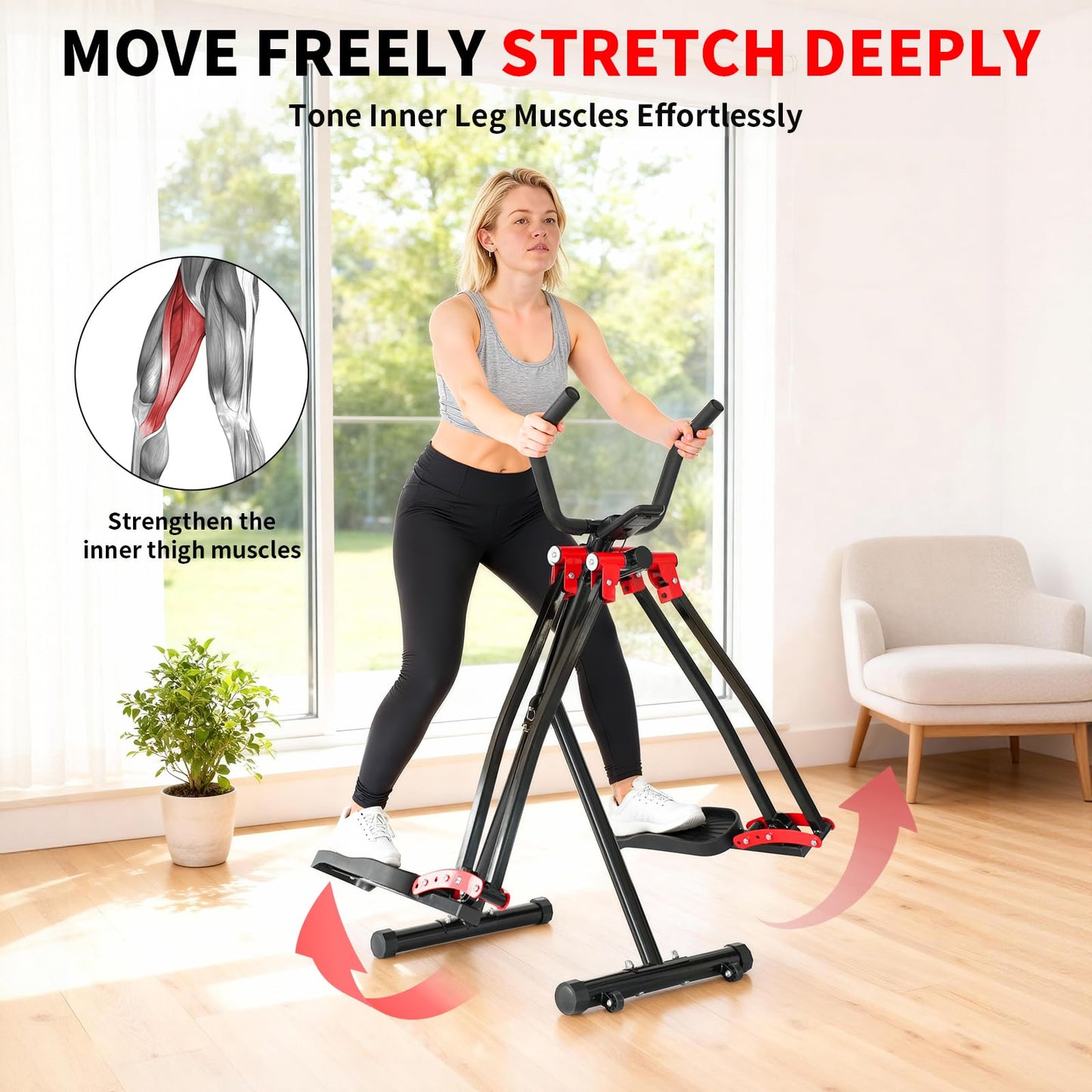 HOWHAI Air Walker Exercise Machine, 30" inch Stride Space Walker Elliptical Trainer for Home Use, Low-Impact Elliptical Cross Trainers Compact Steppers for Men and Women Full-Body Cardio & Leg Toning