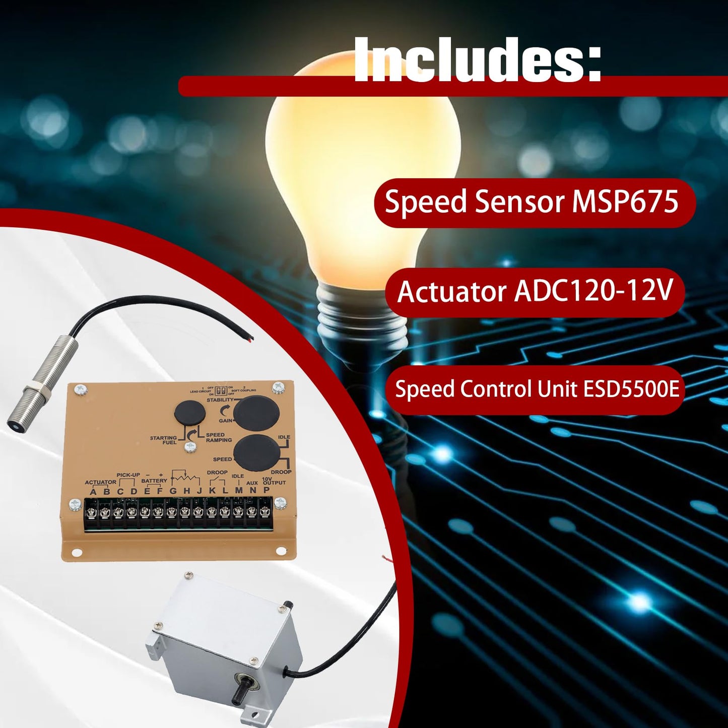 findmall ESD5500E Generator Governor Actuator Speed Control Unit ADC120-12V MSP675 Compatible with Mainstream Generator