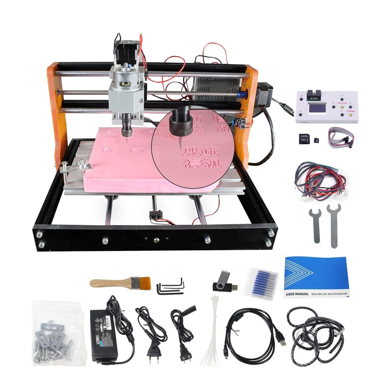 CNCTOPBAOS Upgrade 3018-PRO CNC Router Kit,with GRBL Offline Controller,with 3 Axis Limit Switches,Emergency Stop,DIY Mini Desktop Cutting Wood Acrylic PVC PCB Engraving Milling Machine
