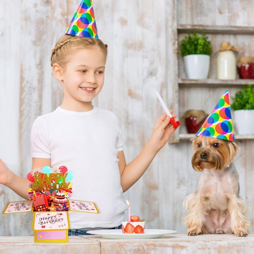 JY-King Happy Birthday Pop-Up Card | Colorful 3D Celebration Box for Adults & Kids - Perfect Handmade Gift
