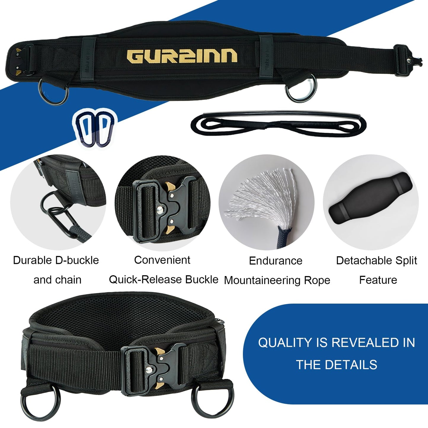 Weight Lifting Belt with Quick Lock & 39.37" Dip Rope | 2-in-1 Dip Belt for Squat, Pull Up, Deadlift | Heavy Duty 400 LBS Gym Belt for Men & Women