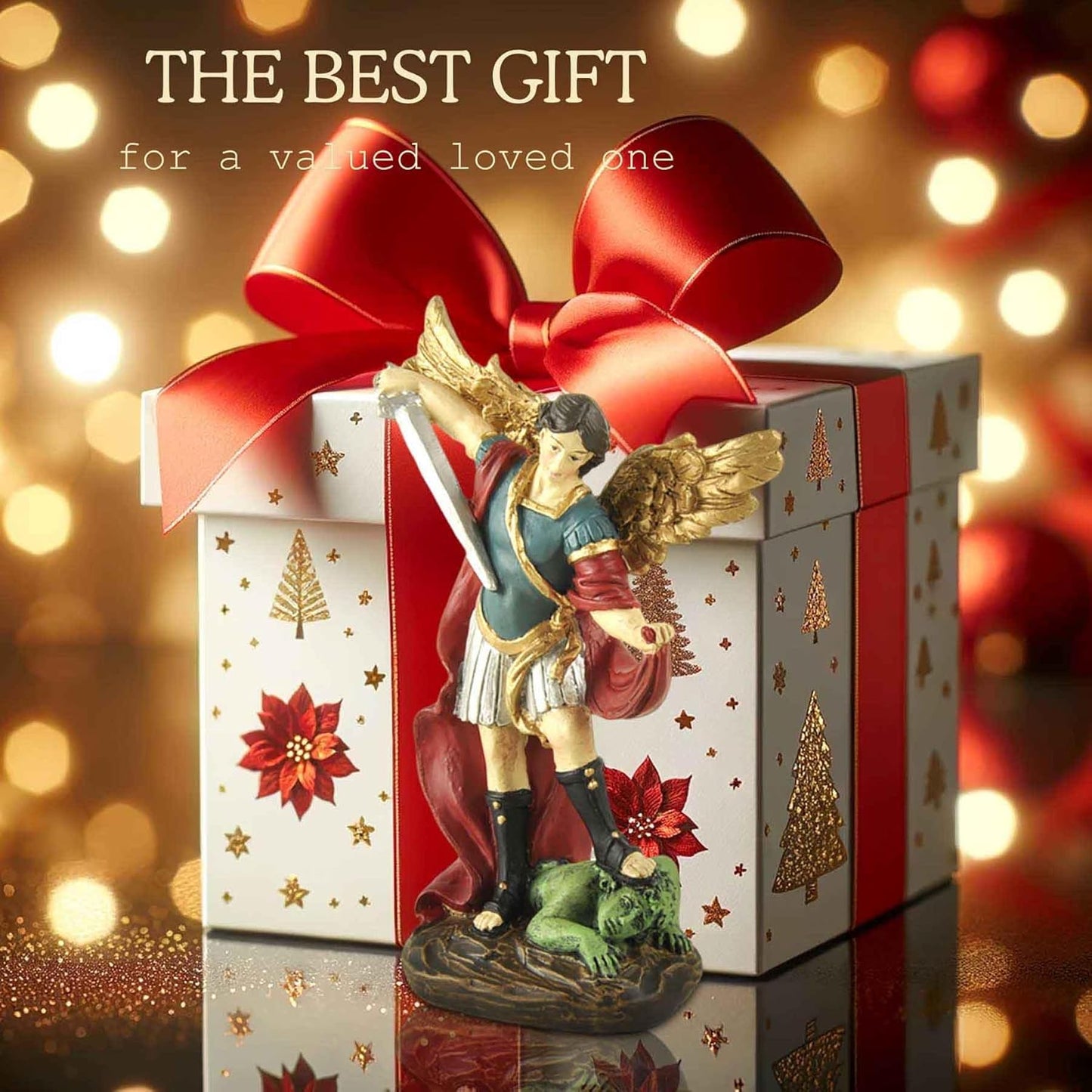 San Miguel Archangel Statue - Saint Michael Defeats Lucifer | Religious Collectible Angel Figurine, 5.31” H