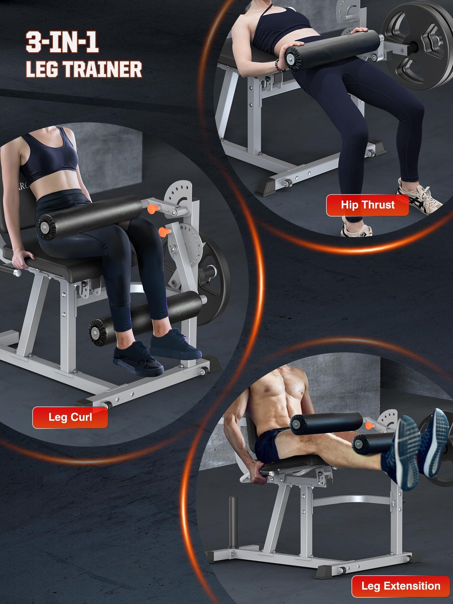 Leg Extension and Curl Machine, Lower Body Leg Press Machine,3-in-1 Home Gym Wrokout,Target Quadriceps and Hamstring Muscles