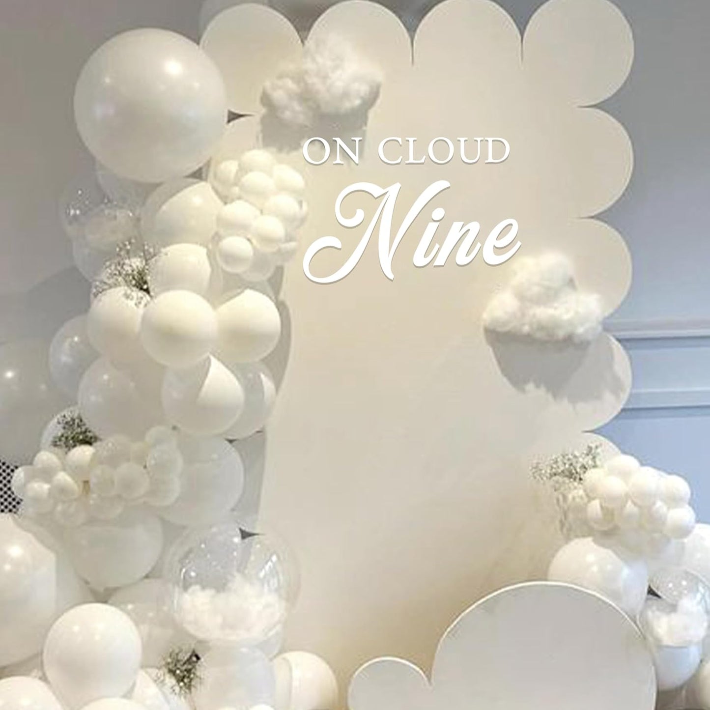 On Cloud Nine Baby Shower Decal Sign - Stylish Wall Sticker for Decor | White Acrylic Design