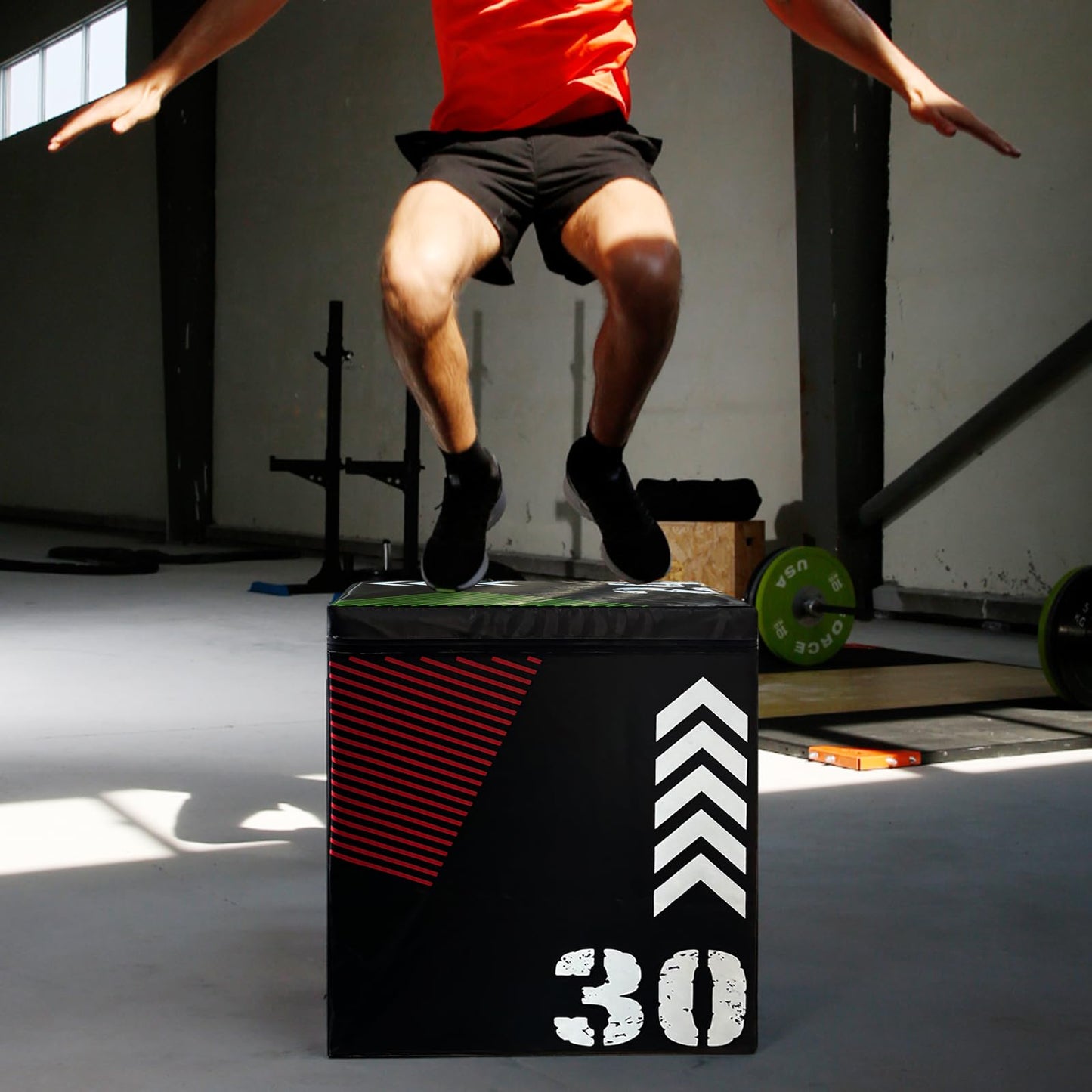 GarveeHome Plyometric Jump Box for Home Gym, 3-in-1 Adjustable Height (16/20/24 Inch) Soft Plyo Box with Anti-Slip PVC Cover - Strength Training for Beginner to Advanced