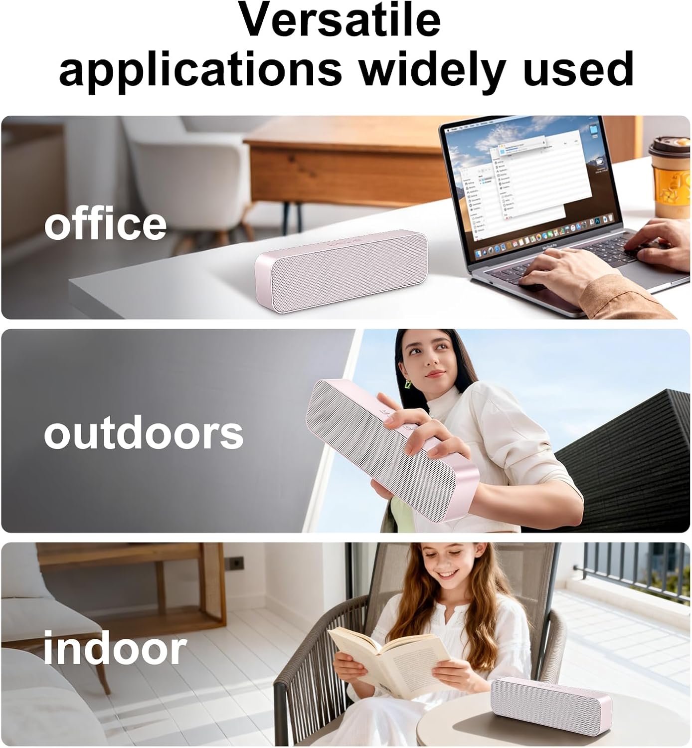 KASOHQEE Bass,3.5mm Computer Speaker for Desktop,Rechargeable PC Speaker,Small Computer Soundbar with Stereo