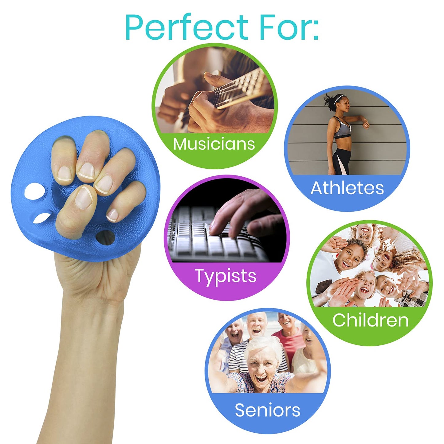 Vive Finger Exerciser Strengthener (3 Pack) - Hand Therapy Equipment for Grip Strength - Extensor Forearm Trainer Kit - Occupational Stretcher Balls for Fingers, Arthritis, Carpal Tunnel, Guitar