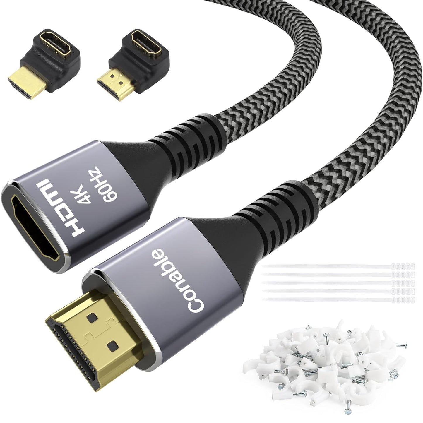 4K 15 2.0 3D 4K@60Hz 2160p 1080p 2.2 25 25 2 15FT HDMI Extension Cable Feet, HDMI Braided Extender Male to Female Cord
