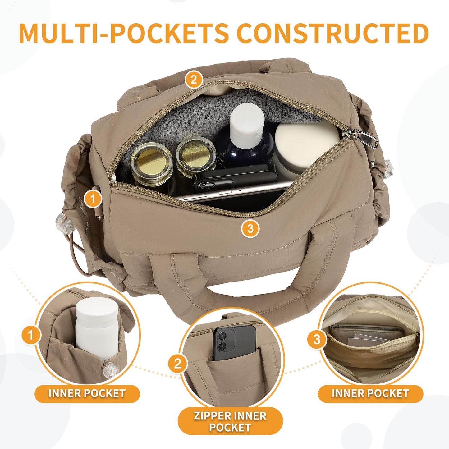Convgo 8L Mini Gym Bag for Women, Small Size Sport Duffel Bag for Yoga Dance Swimming, Water-Resistant Compact Workout Bag with Adjustable Strap, Brown
