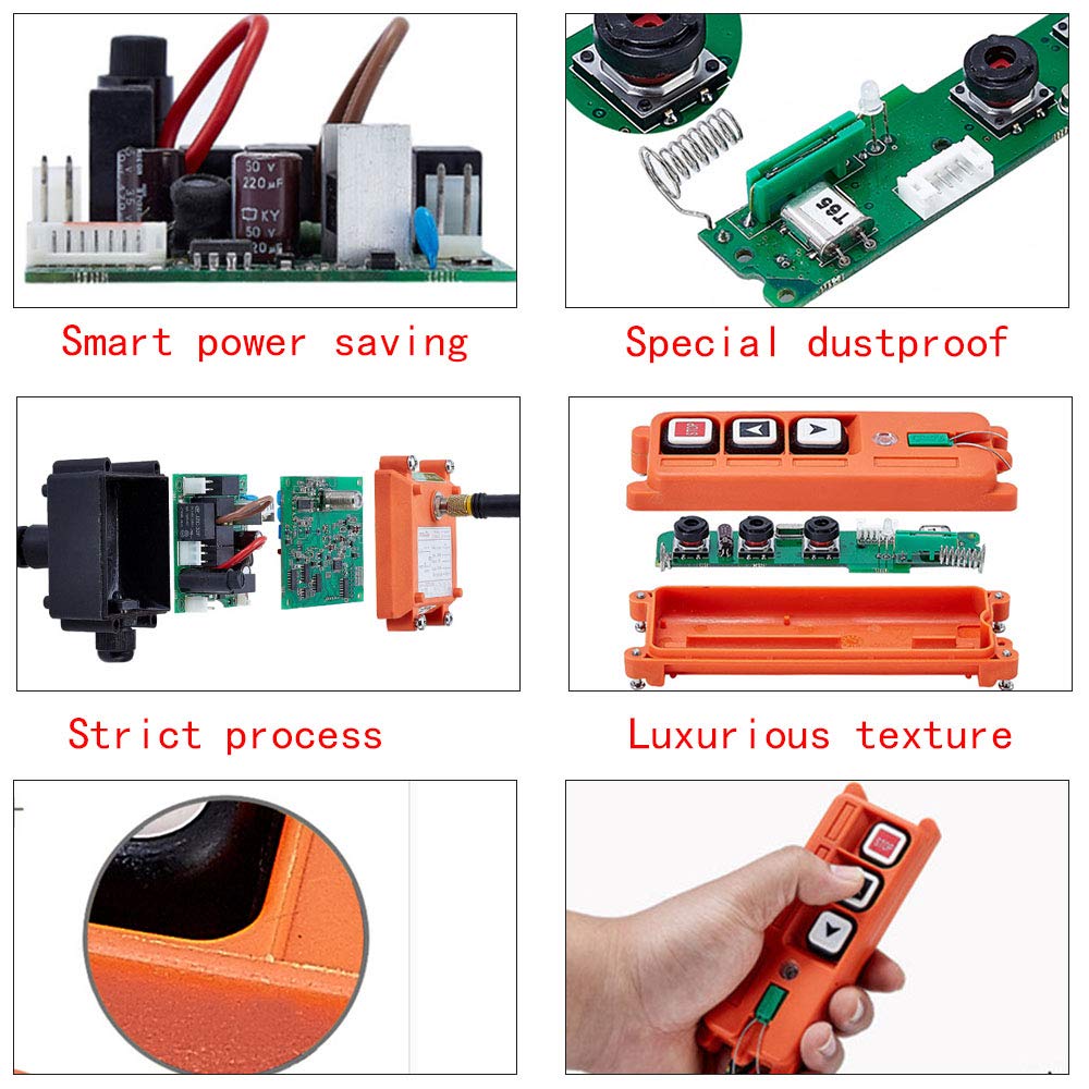 Crane Industrial Radio Remote Control Wireless Transmitter Stop Button 2 Key Switch F21-2S AC/DC (2 Transmitter+1 Receiver) (65V-440V)