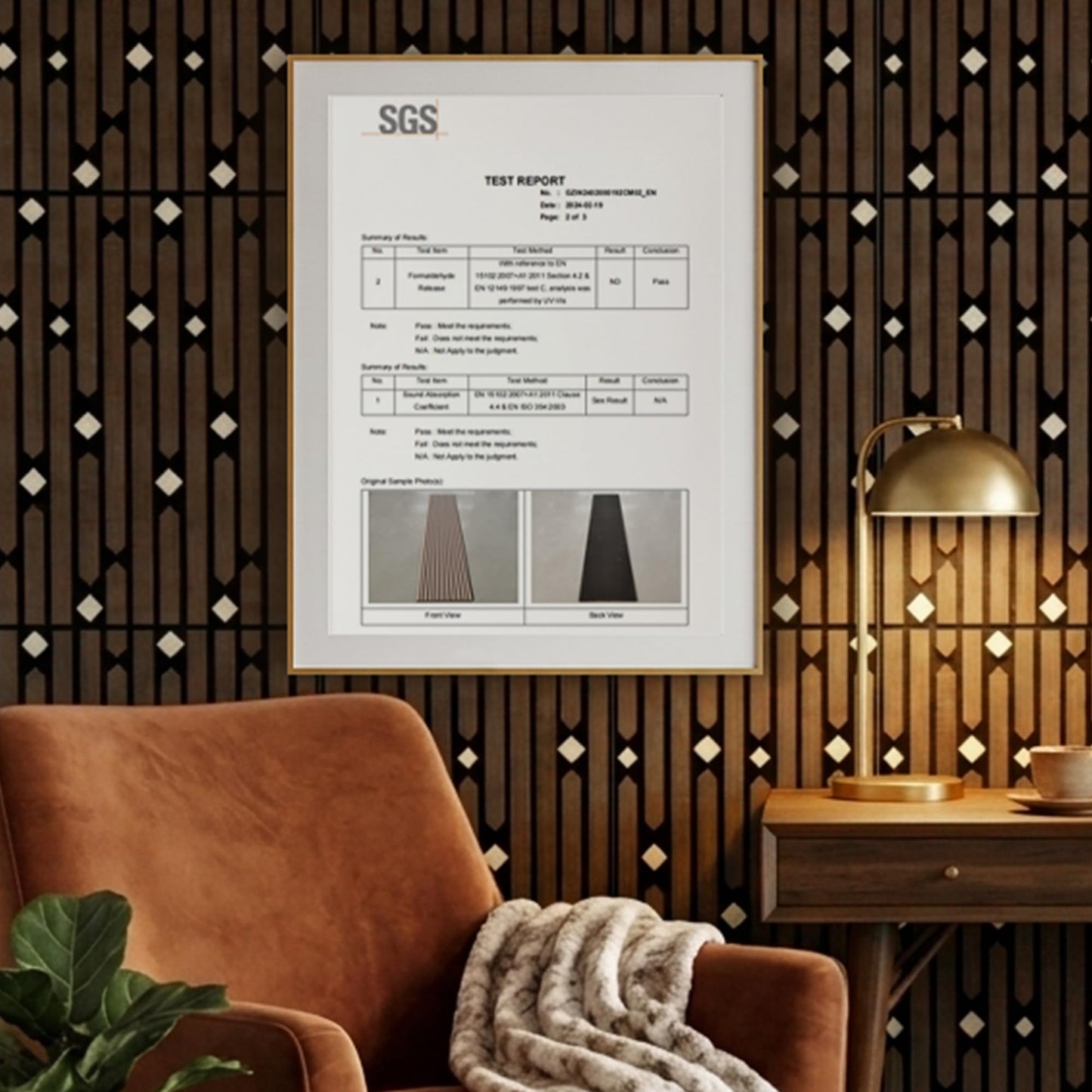 PVC Acoustic Wall Panels, Geometric Sound-Reducing Panels with Built-in Acoustic Layer, 23.6 × 47.2 Inches, 4 Panels per Box, Modern Decorative Wall Panels (Grey) (Walnut)