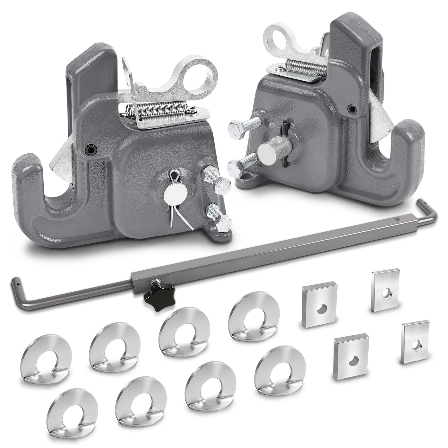 Upgraded Cat 1 Tractor Easy Change Quick Hitch System, Compatible with 3 Point Hitch Adapter, Tractor Hitch Faster Attach and Detach to Implements, Comes Stabilizer Bar, Grey