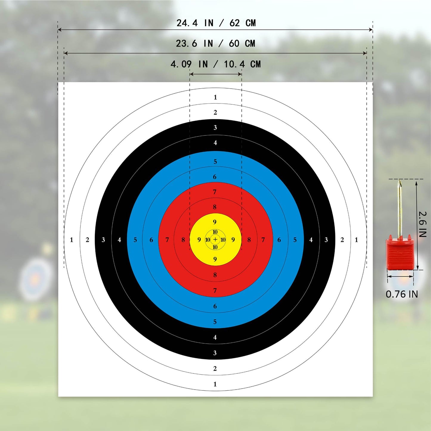 MOLFUJ Archery Targets Paper 20pcs, 23.6 inch Bow and Arrow Targets for Hunting Backyard, Archery Target Practice Accessories(10 Rings)