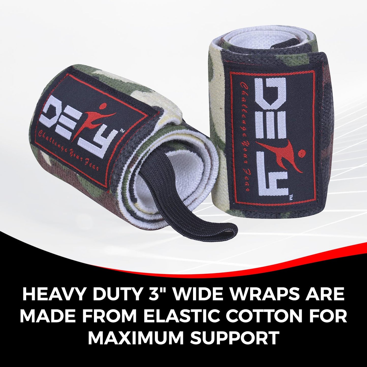 DEFY 18” Weightlifting Wrist Wraps – Professional Fitness Wrist Wraps for Men & Women with Thumb Loop - Wrist Support for Weightlifting, Strength Training, Powerlifting & Bodybuilding (Green Camo)