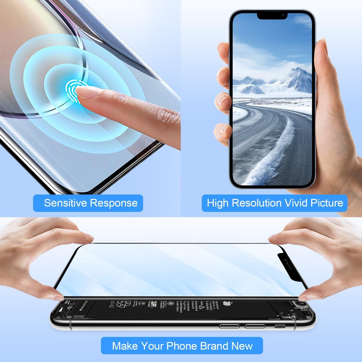 Aujinhaigx 13 6.1 inch, 3D A2482,A2631,A2633,A2634,A2635 for iPhone Screen Replacement Touch LCD Screen Display