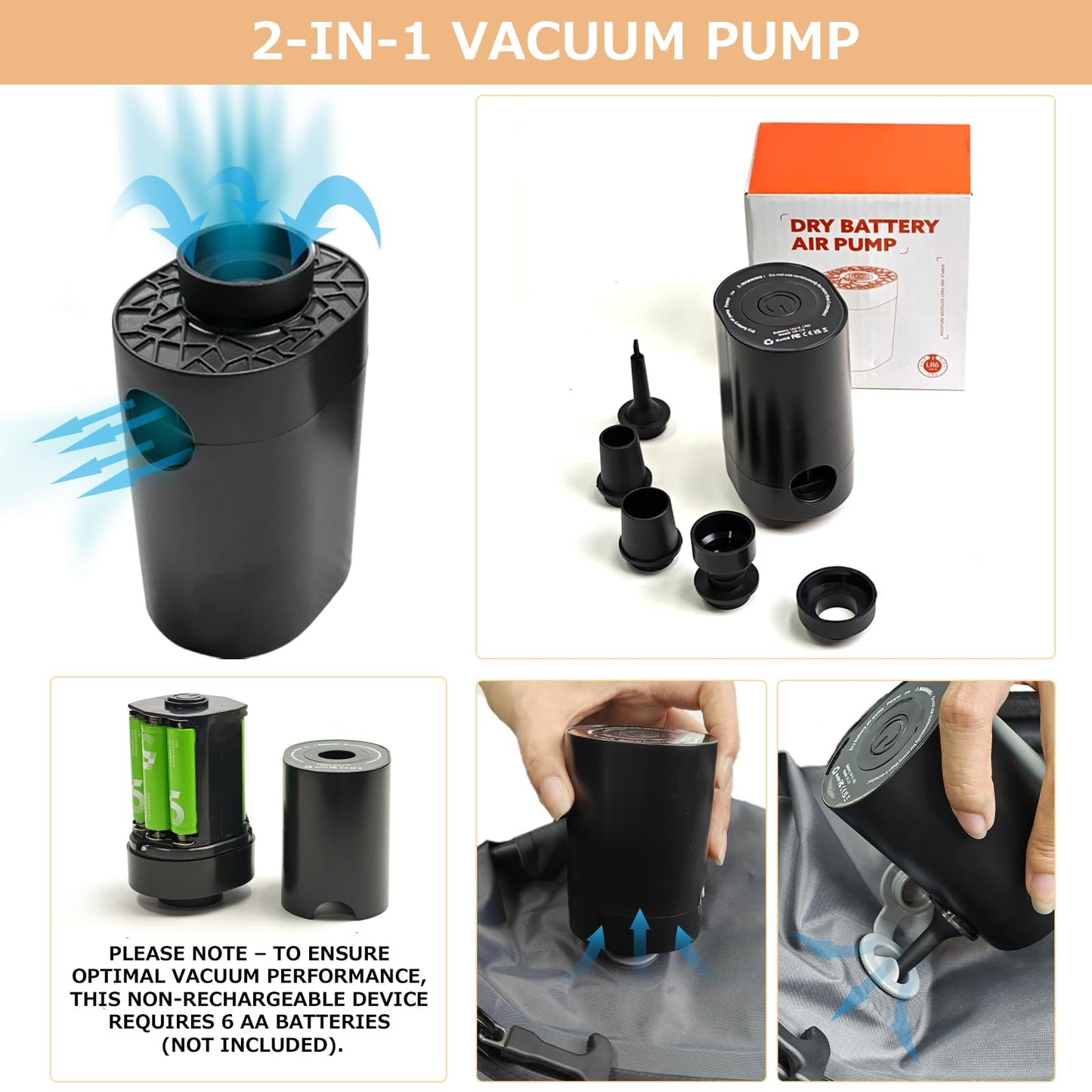 Vacuum Bags for Travel with Cordless Pump, 40L Airtight Compression TPU Bags,IP67 Reusable storage bag for Suitcase, Backpack, Luggage, Moving (1PC+Pump)