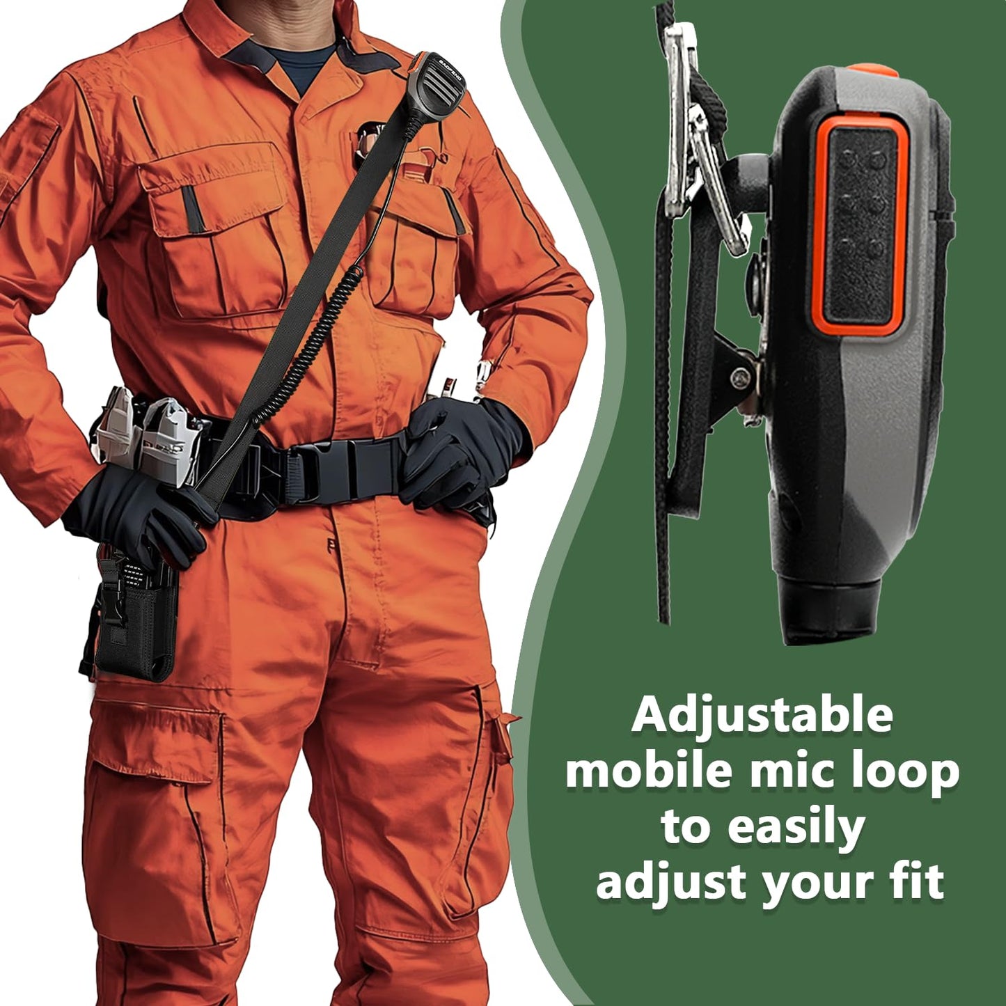 Radio Holster for Firefighter Bundle Set, Includes Radio Strap and Moveable Mic Holder, Duty Belt Holder, Anti-Sway Strap for EMS EMT Firefighters Polices