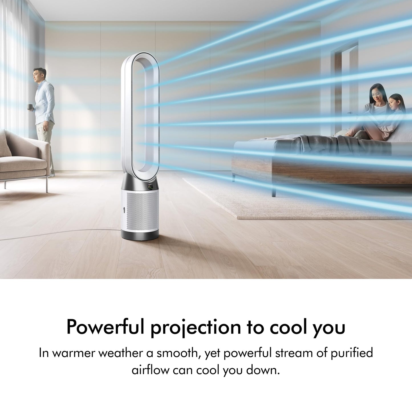 Dyson Purifier Cool PC1, HEPA Air Purifier Tower Fan, App and remote controlled, 350° oscillation, 10 levels, bladeless (White)