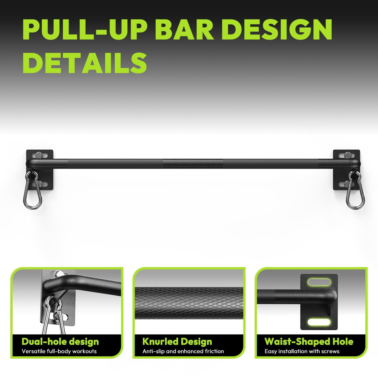 HANDBODE Pull Up Bar for Doorway and Wall Mount - Chin Up Bars for Home Gym, 36‘’ in Upper Body Workout Equipment with 500 lbs Capacity, Portable Thickened Steel Construction, Joist Mounted