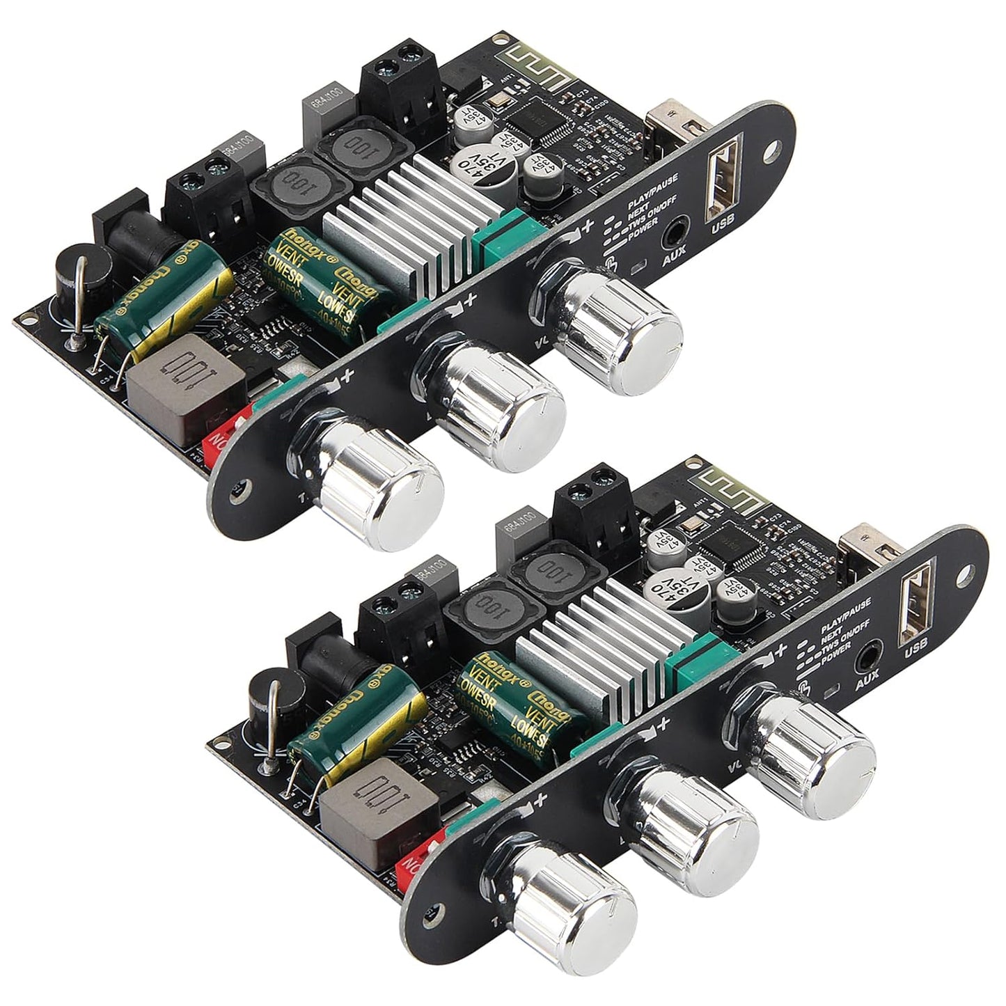 AITRIP 2Pcs ZK-1001U 100W 9-24V Mono Amplifier Board with TWS,Mini Audio Amps with Boost with Power Output, Treble