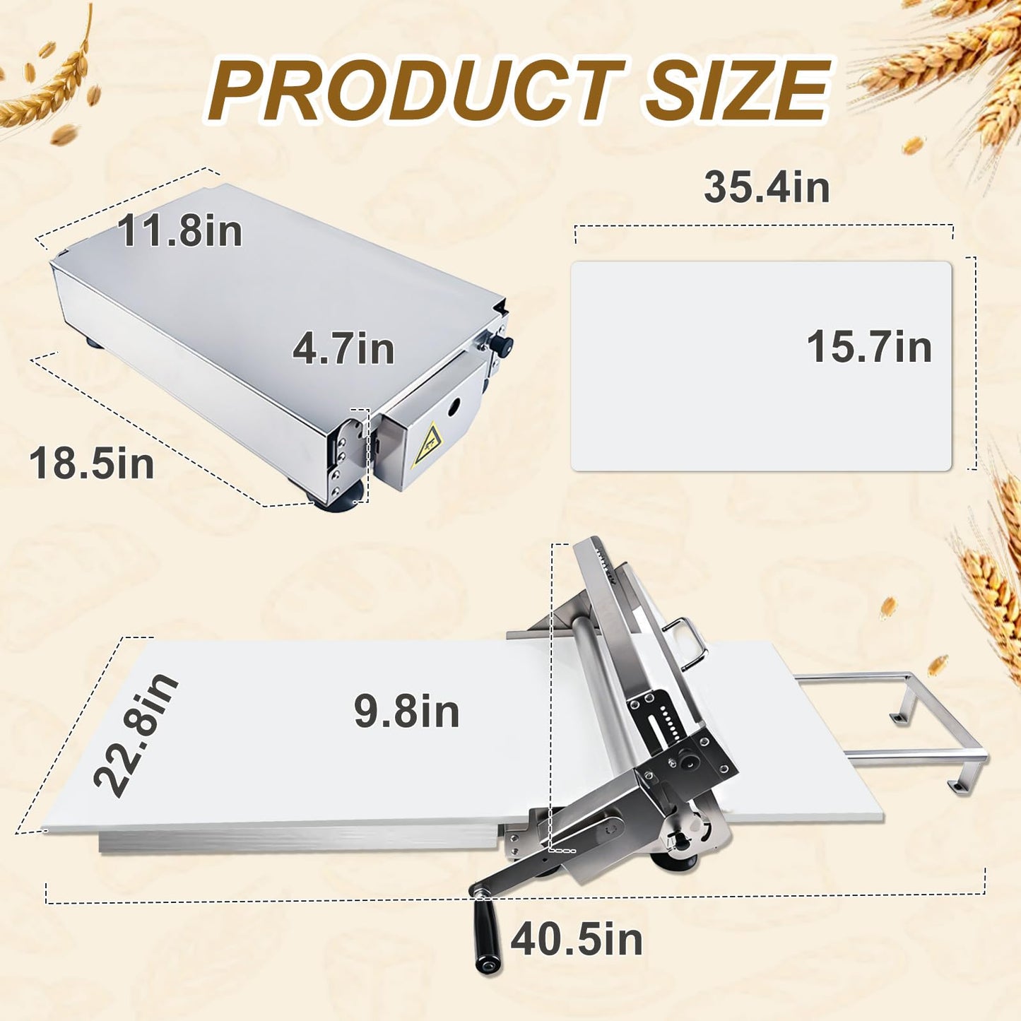 Folding Dough Sheeter Machine, Manual Stainless Steel Dough Roller Machine, 40.5"X22.8" New Pastry Roller for Commercial Home Bakery, Puff Pastry & Pizza