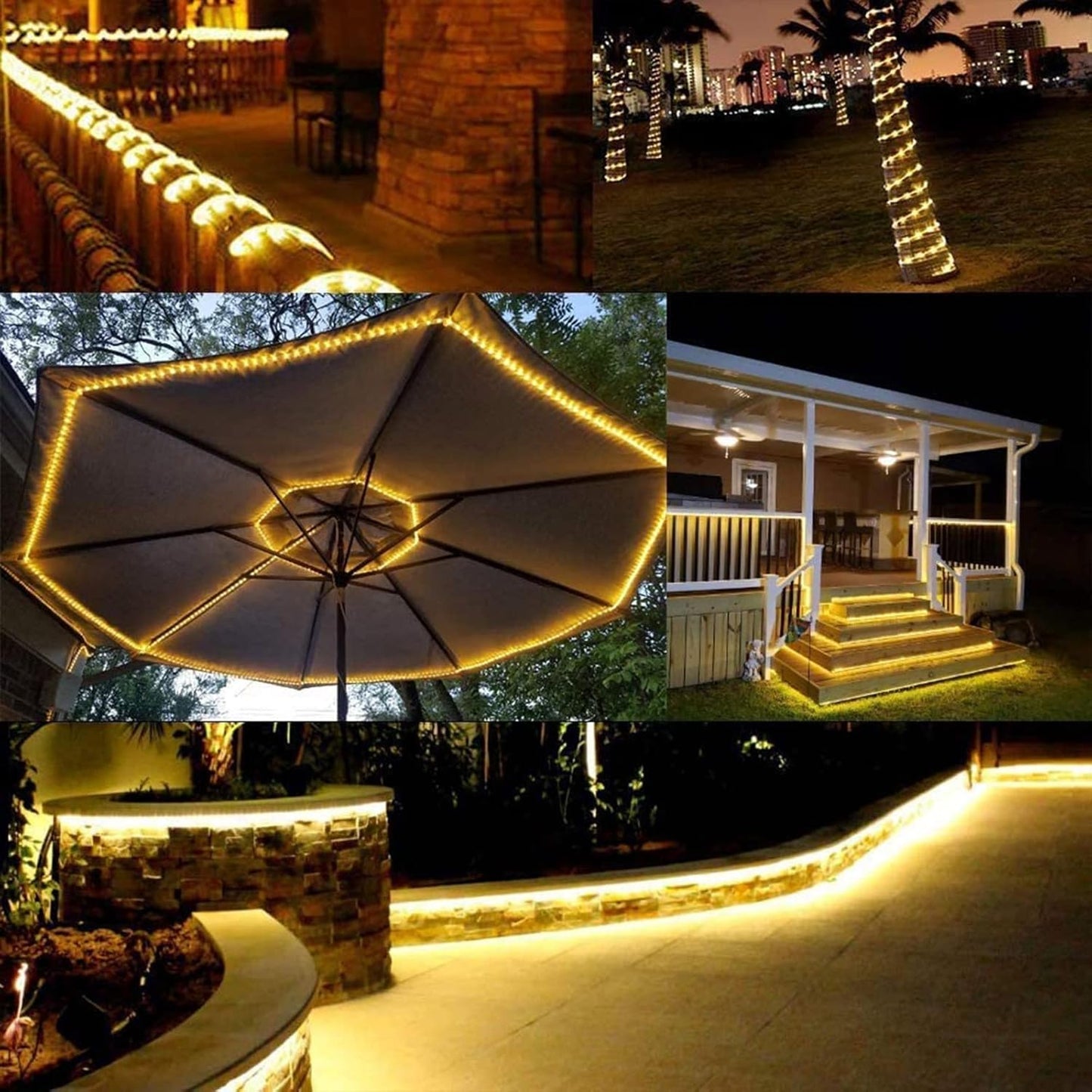 Skiennix 100ft LED Rope Lights - Waterproof, Flexible Tube Lighting with 8 Modes | Warm White for Indoor & Outdoor Decor
