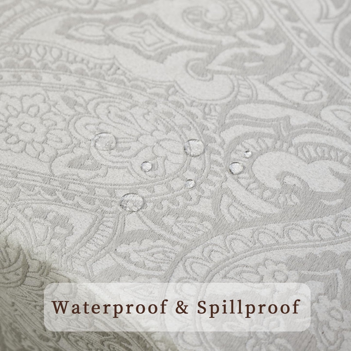 ZIWUROAD Rectangle Tablecloth, Jacquard Textured Spill-Proof Washable Dining Table Cloth, Heavy Weight Fabric Table Cover for Wedding, Kitchen, Dinners (72''x54'', Milky White)