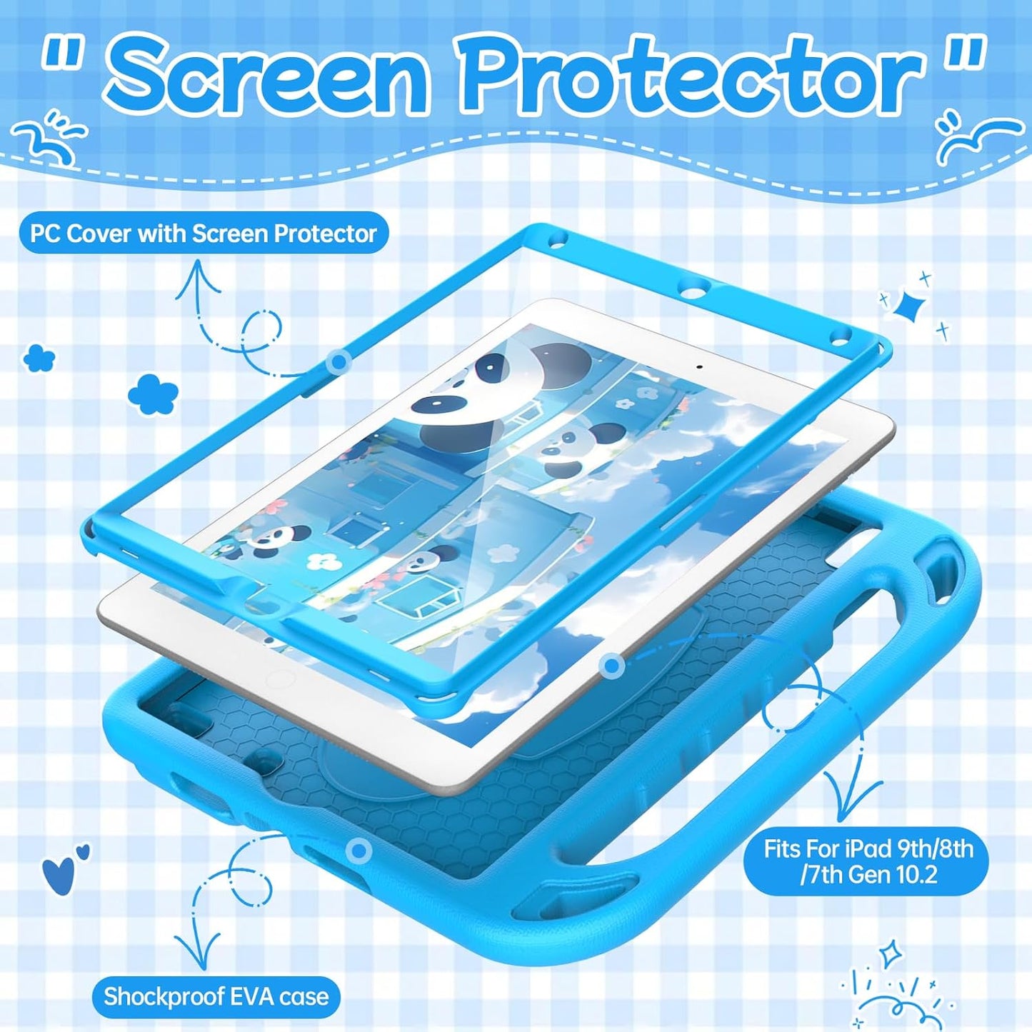 BMOUO 9th/8th/7th 10.2 Inch, 2021/2020/2019) 9th 8th 7th Kids Case for iPad Generation (iPad with Built-in Screen