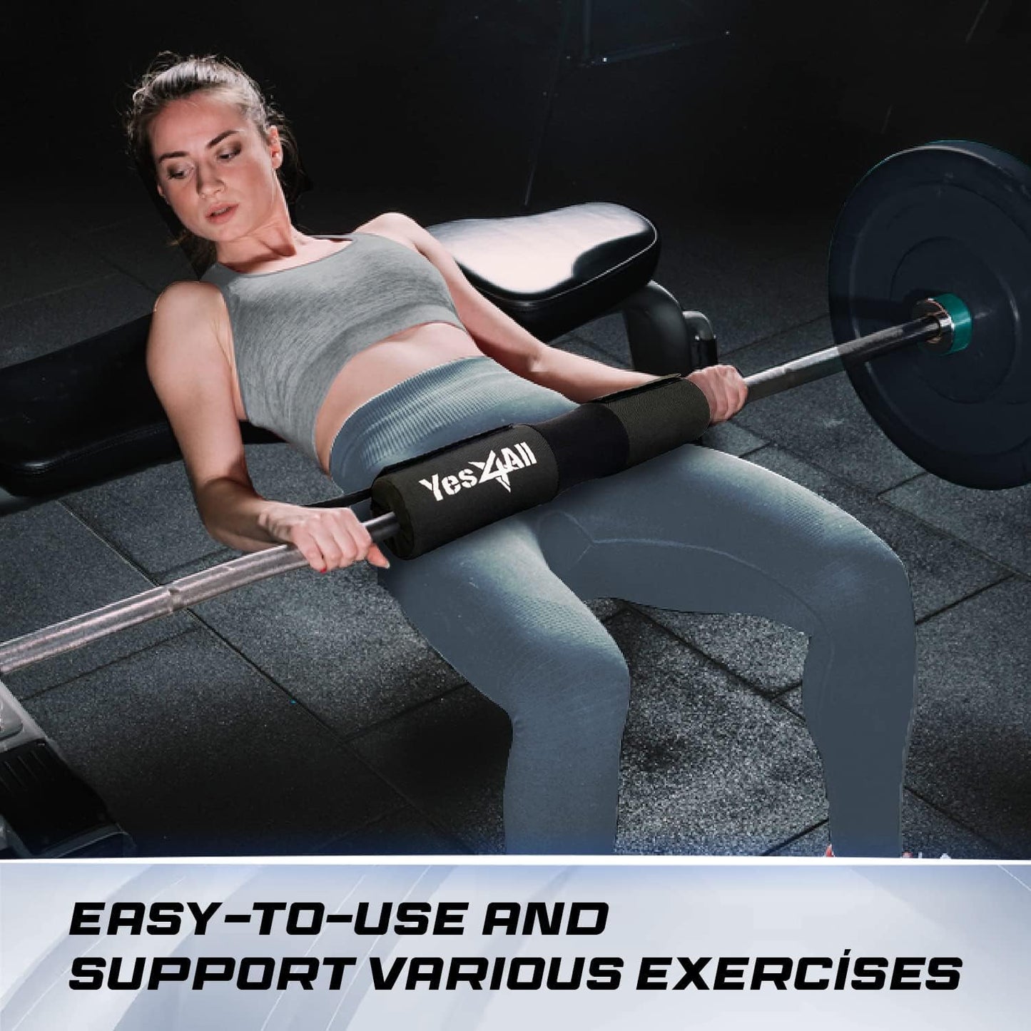 Yes4All Ergonomic Foam Bar Pad - Olympic Barbell Squat Pad - Neck Pad for Squats, Hip Thrusts - Weight Lifting Bar Pad