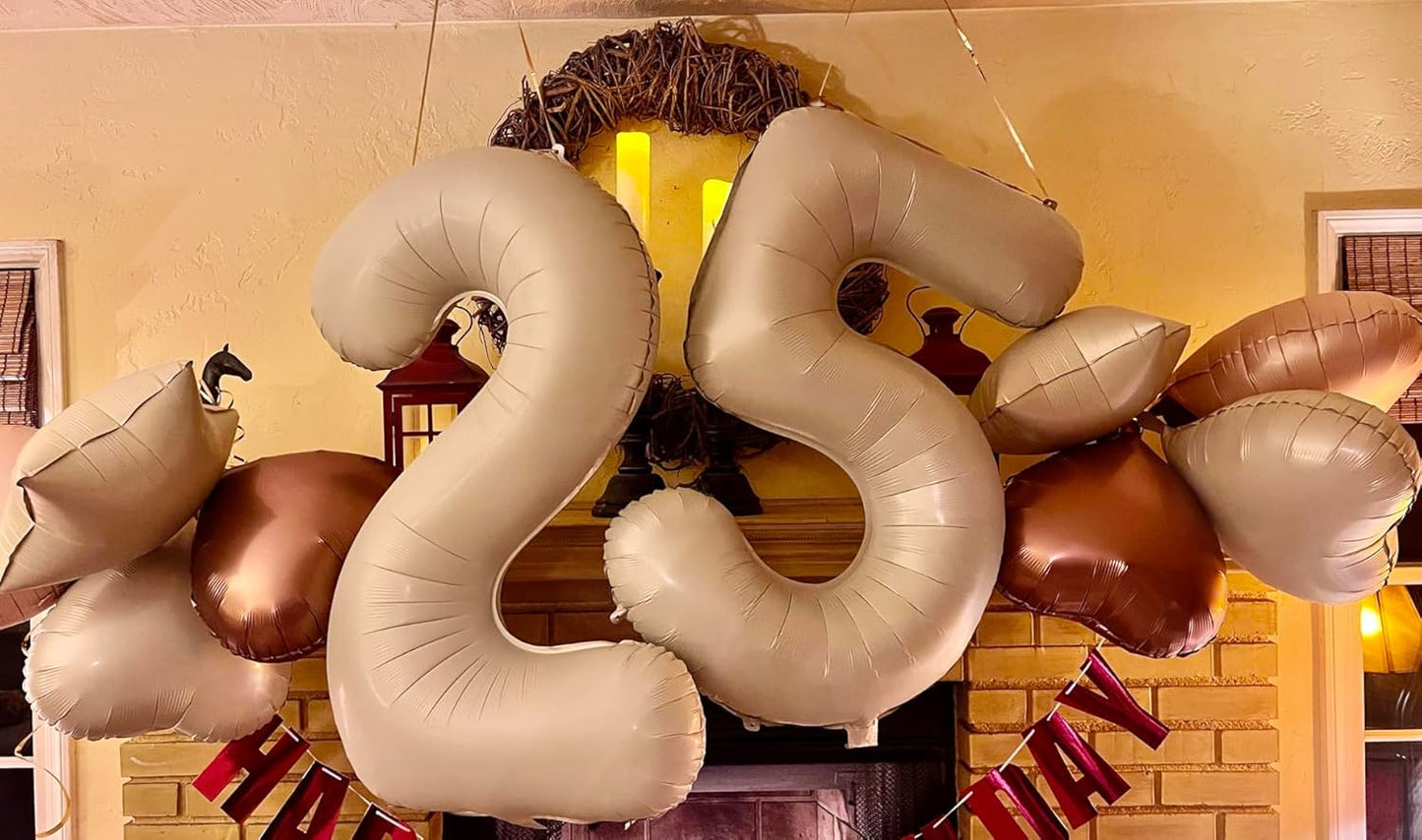 Skiennix 40-Inch Balloon Numbers | Light Brown 5th Birthday & Wedding Party Decorations