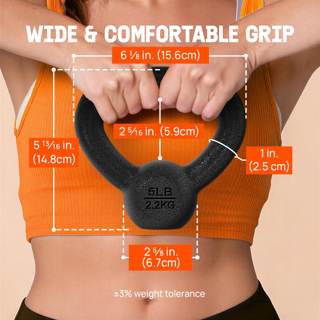 Yes4All 5lb Kettlebell Set of 2 Cast Iron for Dumbbell Weights Exercises, Gym, Fitness, Full Body Workout Equipment Push up, Grip and Strength Training