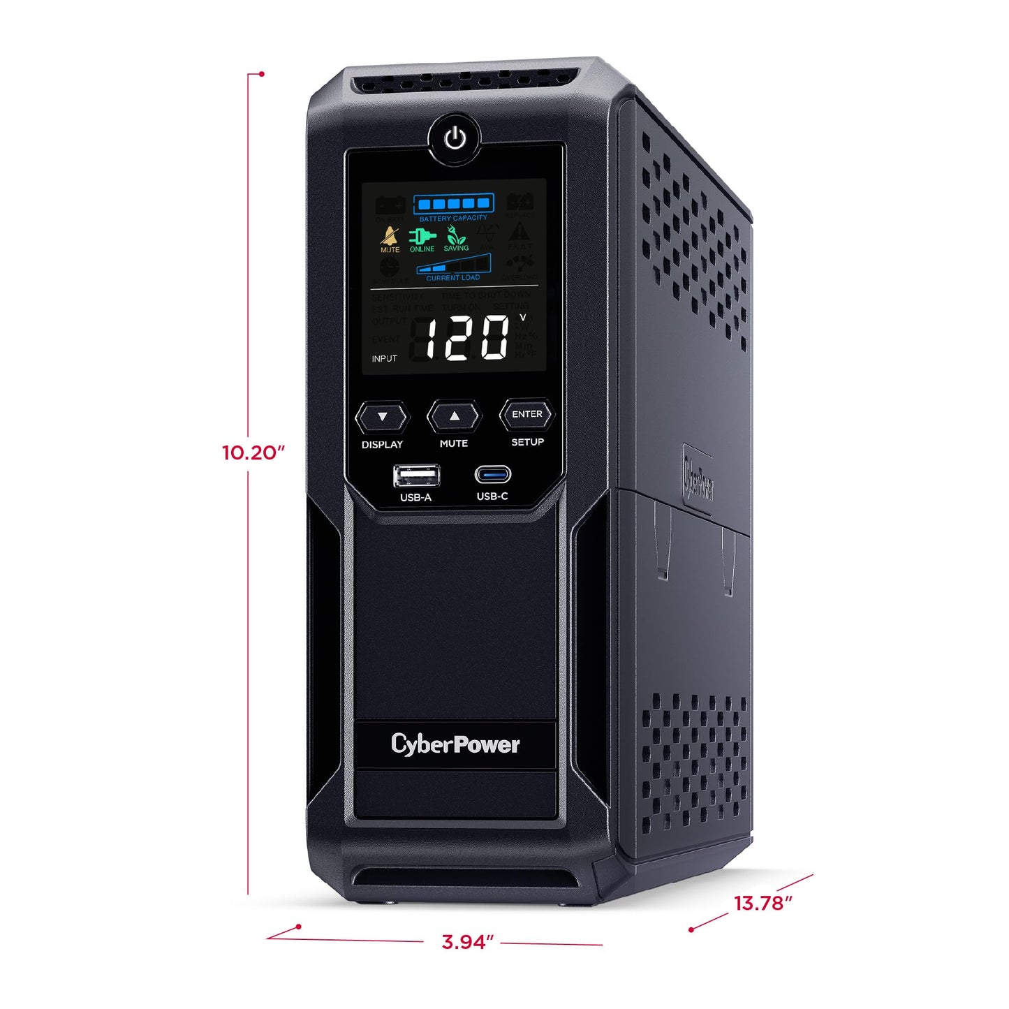 CyberPower CP1500AVRLCD3 Intelligent LCD UPS Battery Backup and Surge Protector, 1500VA/900W, 12 Outlets, 2 USB Ports, AVR, Mini Tower, UL Certified