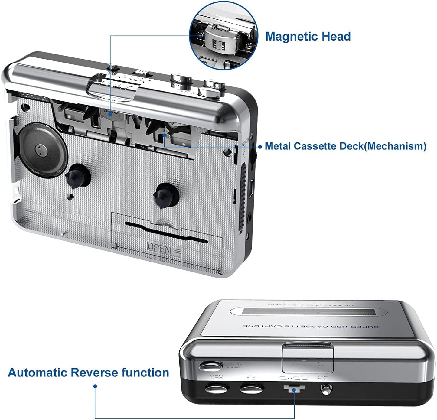 DigitNowCassette MP3 Cassette MP3 Cassette MP3 Tape To CD Converter Via USB,Portable USB Tape Player Capture Audio