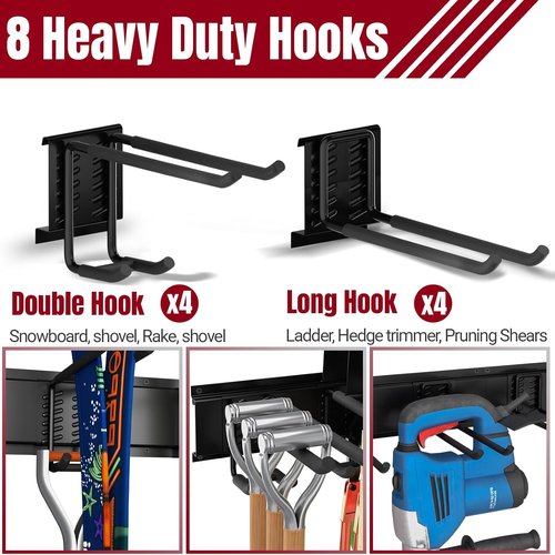 99 Garage Tool Organizer - Heavy Duty Wall Mount Storage Rack | 28 Pack Tool Hanger for Shovels & Rakes, 1000 lbs Capacity