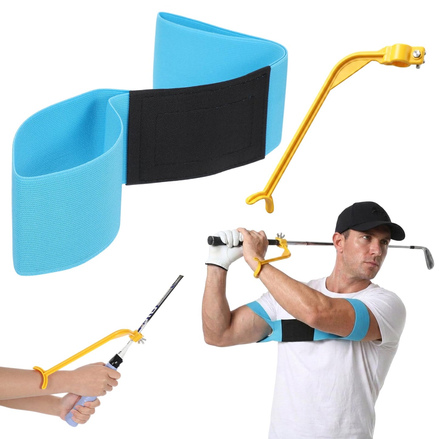 Sorcristy Golf Training Wrist Hinge and Swing Correcting Arm Band, Golf Swing Training Aid for Golfers Beginners Arm Elbow Posture Teaching Accessory for Club Practice