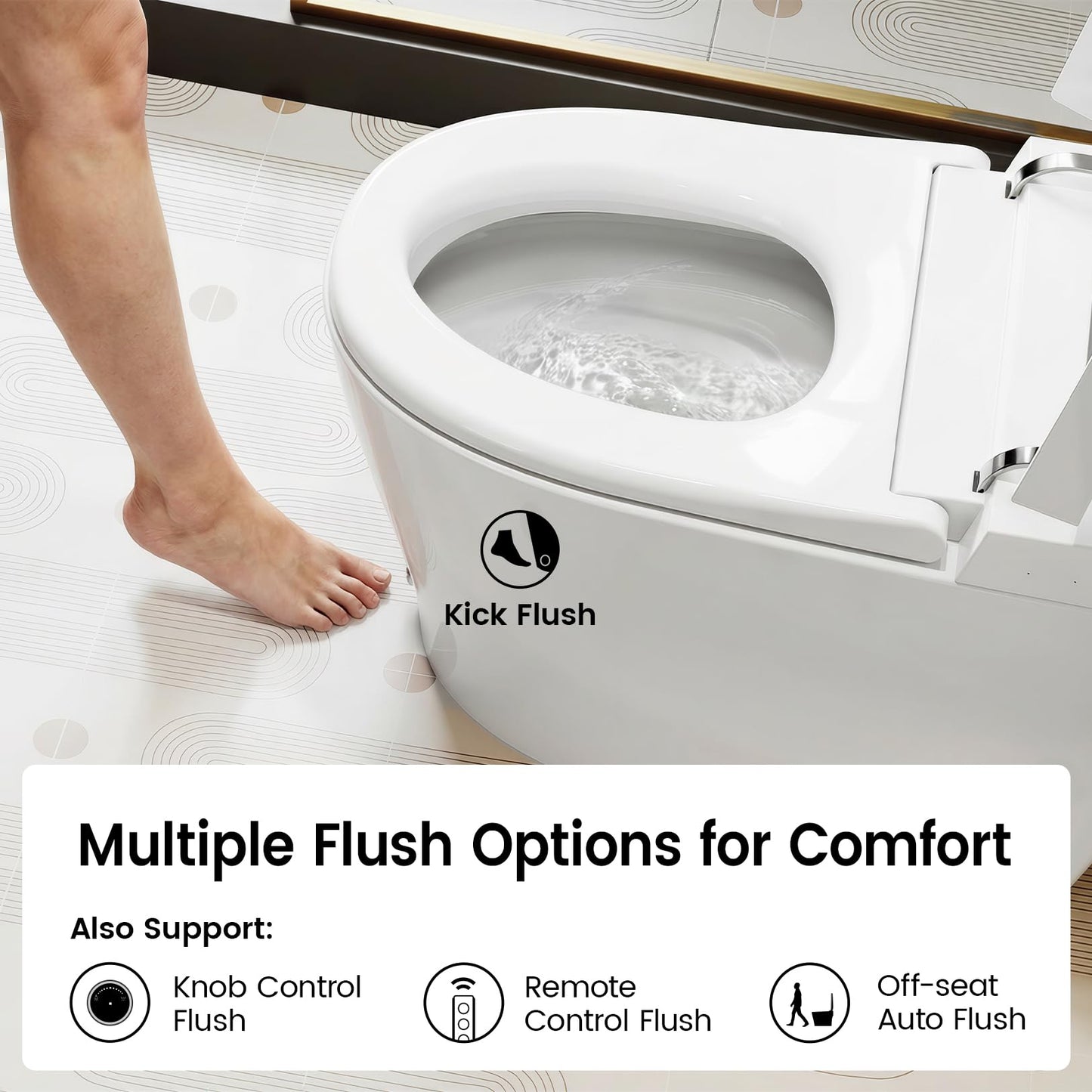 Smart Toilet with Built-in Bidet, One-Piece Bidet Toilet for Bathrooms, YA60 Bidet Toilet with Auto Flush, Kick Flush, Heated Seat, Warm Water and Dryer, Night Light, and Blackout Flush