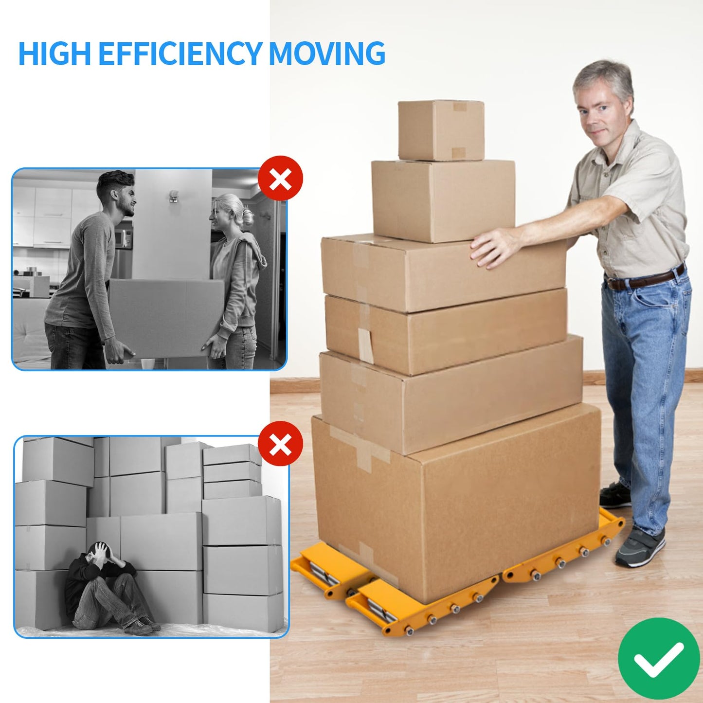 Dollate Heavy Duty Machine Skates 12T 26400lbs Machine Dolly Skate Machinery Moving Skate with 360° Rotation Cap, 8 Steel Wheels, Machinery Mover for Industrial Moving Equipment