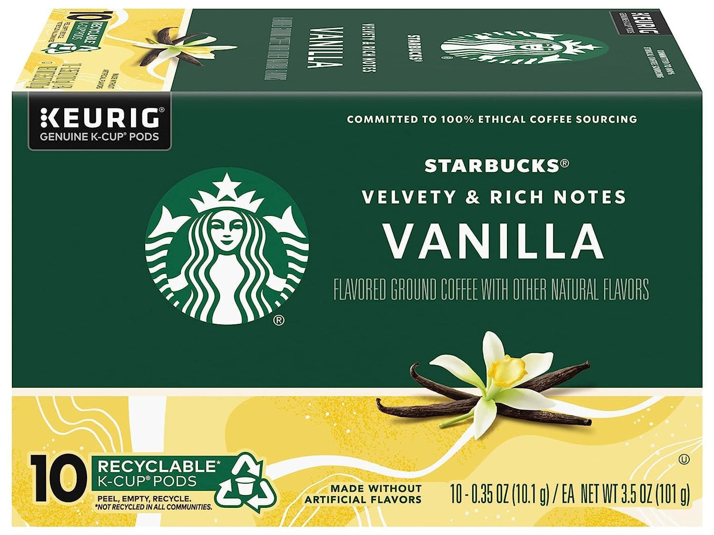 Starbucks K-Cup Pods - Vanilla Flavored Coffee Without Artificial Flavors | 40 Count (4 Boxes)